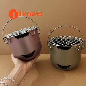I know Portable Mini Charcoal Grill - Stainless Steel Outdoor BBQ Indoor Cooking Tea Brewing and Korean-Style Barbecue Stove