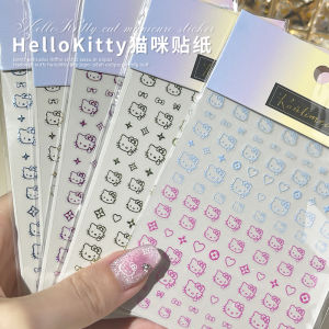 Dopamine Nail Art Stickers HelloKitty Middle Finger Spicy Girl KT Kitty Cat Cute Cartoon Nail Stickers Long Lasting Glossy Comfortable