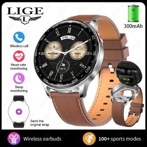 LIGE | TWS 2 In 1 Bluetooth Earbuds Smartwatch Women 1.39 Inch 360*360 HD Screen Smart Watch Men Sports Calling Music Earphones Watches
