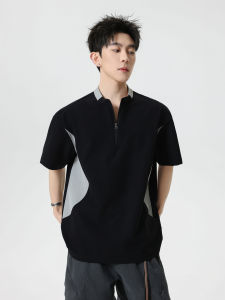 WUKONGYOUHUO | Summer Casual Color Block Zip Up T-Shirt