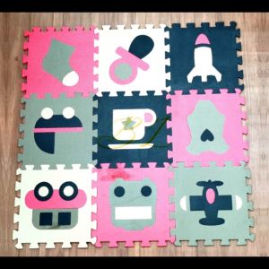 JOL-FASHION 9pcs Puzzle Mat Toys Design Baby Crawling Mat Tiles Floor Carpet And Rubber Mat For Baby (30cmx30cm)