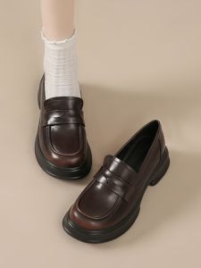 College Style round Toe Platform Jk Uniform Flats Spring Autumn New Womens Shoes Thick Bottom Brown Heightening Lazy Loafers