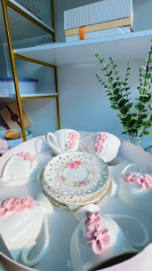 Cup Set Cangkir Keramik Premium Polos Embos Import Free Box / Kode K319-2