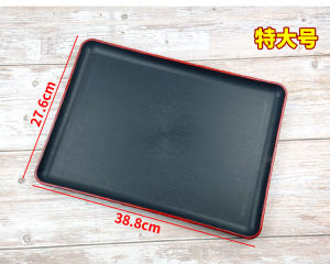 Rectangular Plastic Tray Hotel Restaurant Tea Cup Storage Base Anti-Slip Wood Grain Design Commercial Use Serving Tray