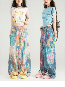 Keiko | Dopamine-Boosting Painted Color Palette Wide Leg Trousers