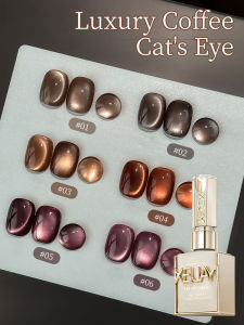 15ml 6Colors Luxury Coffee Cats Eye Nail Gel Polish Set with Soak Off UVLED Cat Eye Gel Polish Manicure Nail Art Kit