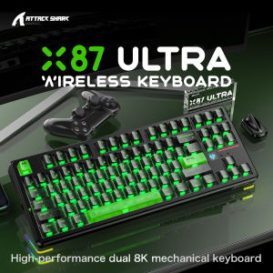 ATTACK SHARK | ATTACK SHARK X87 ULTRA Wireless Gaming Keyboard Up to 8000Hz Wired/2.4GHz Matrix Display