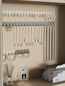 Mini แถวตะขอสร้อยคอต่างหูขาตั้งจอแสดงผลติดผนังชั้นวางเครื่องประดับกาวตะขอพลาสติกหมียี่ห้อ