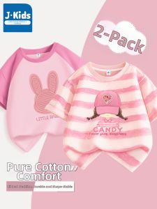 JKIDS | Childrens Cotton T-Shirt Pink Stripes Loose Summer
