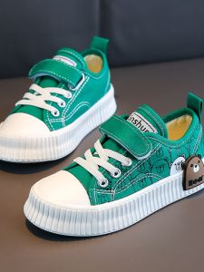 Cute Bear Canvas Shoes for Girls And Boys Low Cut Anti-Slip Soft Bottom Breathable Childrens Shoes Comfortable Casual Style