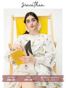 since Then Morris Spring Day French Floral Short Dress Gentle Waist Cinching Tea Break Dress Womens Spring A-Line Fairy Skirt