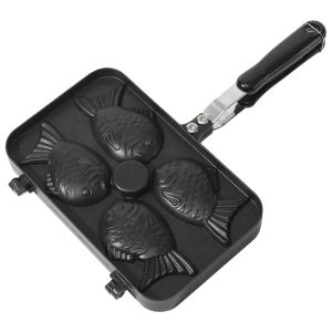【New Arrival】 Four Fish Shaped Japanese Pancake Pan Non-Stick Taiyaki Cake Maker Aluminum Alloy Waffle Baking Mold Taiyaki Baking Pan
