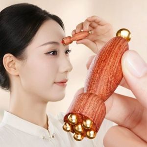 Dorisna Professional Lotus Eye Massager Sandalwood Facial Gua Sha Tool Eye Relaxation Spot Meridians Acupoint Massage Handheld