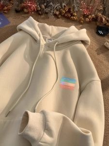 Retro Cotton Sweatshirt Mens Spring Autumn Loose Fit Hoodie Youth Trendy Brand Casual Comfortable Breathable Print Design