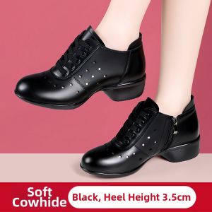 HANGONGZHU | Breathable Soft-Soled Leather Dance Shoes Black