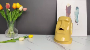 Creative Personality Tissue Box Easter Island Stone Statue Tissue Storage Box Art Design Sense Drawing Paper Box Entrance Bedroom Living Room Decoration Decoration Decoration