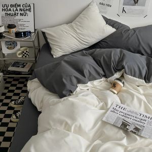 Bộ Vỏ Chăn Đôi Màu 3 Món Có Vỏ Gối Bộ Đồ Giường Polyester Mềm Mại Thoáng Khí Cho Phòng Ngủ Phòng Khách - Không Bao Gồm Lõi