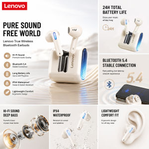 Lenovo | Lenovo EA189 Bluetooth V5.4 Earphones Punchy Bass Sound Headset Full Compatible Low Latency Game Sports Music Headphones