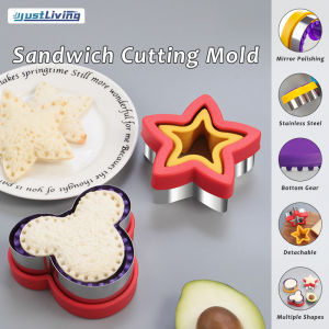 JustLiving 1Pc Sandwich Cutter and Sealer 430 Stainless Steel and Plastic Cookie Cutters Bread Sandwich Maker Square Pastry Cutter for Lunch Box Decoration Baking Tools Kitchen Gadgets