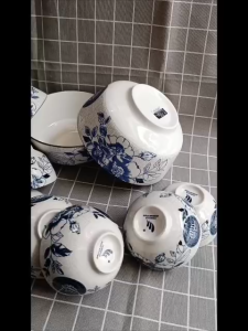 Bộ tô chén dĩa gốm sứ hoa văn Chữ Phúc (Gồm 3 Tô bầu 4 Dĩa 10 Chén cơm)+ Tặng 10 đôi đũa gỗ Lê Vân