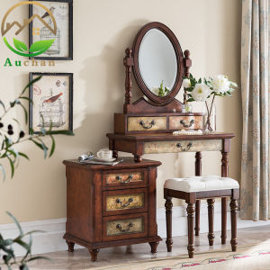 Solid Wood Dresser American Country Painted Bedroom Small Apartment Retro Distressed Dresser European Style Makeup Table