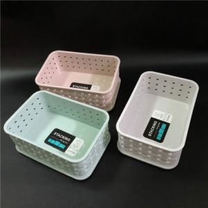 Longshixiang Desktop Organizer Basket Small Plastic Rectangular Clutter Box Stackable No Cover Household Storage Bin
