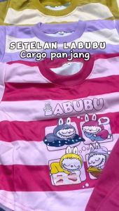 setelan anak perempun model salur motif boneka usia 1 tahun sampai 6 tahun