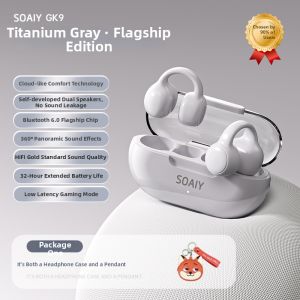 soaiy | Clip-On Open-Air Bone Conduction Wireless Sports Bluetooth Headset
