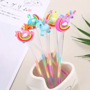 MD-A44 Pulpen Gel 0.5mm Karakter Angsa Tinta Rainbow Pena Pelangi Lucu / Alat Tulis Sekolah Drawing Pen Warna Warni Import