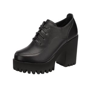 THEME QUEEN | High Heel Lace-up Deep Mouth Leather Thick Sole Platform Ladies Single Shoes