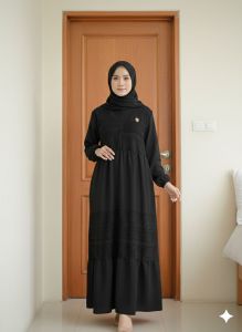 vinara dress gamis crinkle variasi brokat malika/gamis model kekinian/gamis pesta lebaran