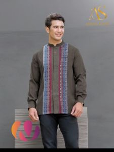 BAJU ATASAN PRIA LENGAN PANJANG KOKO NIBRAS NK 88 BROWN
