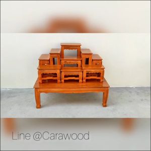 🚛SLK🚛 โต๊ะหมู่บูชาไม้สัก หมู่ 9 หน้า 5 90*50*สูง70 ซม. (ความสูงฐาน 28 ซม.) โต๊ะหมู่บูชาไม้สักทอง สีย้อมไม้สัก เหมาะสำหรับวางพระให้เป็นระเบียบและสง่างาม ****รวมฐาน****