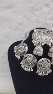 OXIDIZE GERMAN SILVER CHOKER + LARGEST SIZE EARRING