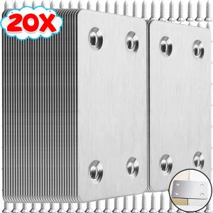 20Set Stainless Steel Flat Bracket for Wood Tables Chairs Cabinets Corner Code Fixing Brackets Furniture Repair Support Fixing