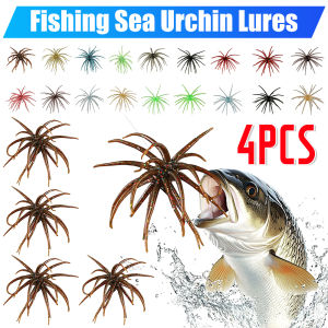 4PCS TPR Dice Fishing Sea Urchin Lures Qualy Tentacle Dice Bait Realistic Tear-Resistant for Bass Perch Saltwater & Freshwater