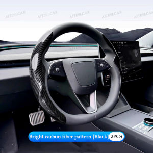 2PCS Laser Carbon Fiber Silicone Car Steering Wheel Cover Micro Fiber Leather Wheel Booster Cover Non-Slip Universal Accessories