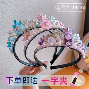 Princess Elsa Birthday Crown Girls Headband Sparkling Diamond Childrens Accessories Kurokos Girls Hair Decorations