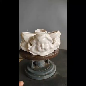 HOGO Praying Angel Candlestick with Candle Little Angel Scented Candle Holder Home Ceramic Ornament Wedding Party Decoration