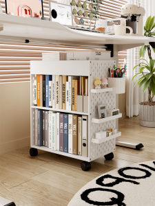 Mobile Bookshelf under Desk Storage Rack Multi-layer Acrylic Density Board Wardrobe Student Dormitory Slide Rack Organizer