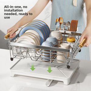 Stainless Steel Kitchen Storage Rack for Dishes and Cutlery