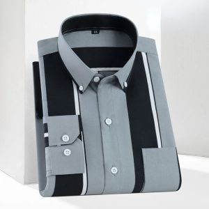 Men Printed Shirt Spring and Autumn Long-sleeved Pocket Stripes Shirt Slim Man Fashion Korean All Matching Casual Undershirt