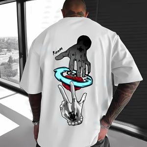 ฤดูร้อนใหม่ 2025 ฟิตเนสและออกกําลังกายสบายๆแฟชั่นนุ่มและBreathable 3Dรูปแบบพิมพ์เสื้อแขนสั้นผู้ชาย