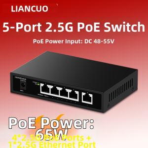 LIANGUO | Non-managed 2.5G POE Switch with 4 Ports 2.5G POE Power and 1 2.5G Port 4kV Surge Protection for Wireless APs Monitoring NAS 5 Ports