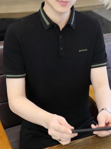 ROMON | เสื้อโปโลแขนสั้นผ้าไหมน้ำแข็งสำหรับผู้ชาย ฤดูร้อน บาง ลำลอง คอปก แฟชั่น ลำลอง ผ้าโพลีเอสเตอร์ 95% ยืดหยุ่น 5%