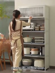 Bamboo Kitchen Cabinet Storage Cabinets 2/3/4Layers Pots Bowls Plates Kitchenware Storage Cabinets Shelves