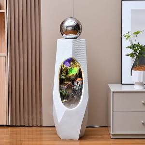 Modern Minimalist Water Ball Ornaments Fengshui Wheel Floor Vase Rockery Fountain Humidifying Circulating Water Flow