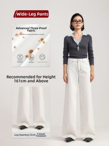 HIPPIE MISS | Hippie Style High Waist White Wide Leg Straight Tencel Jeans