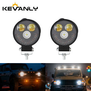 KEVANLY | 1/2pcs 3 INCH Round 30W Work Light 5 Color Day Driving Spotlight for 4x4 Off-road Truck SUV RV Tractor Flash Warmming Light 12V