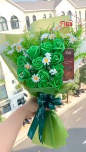 ( Tặng thiệp + Túi quà ) Set hoa hồng xanh FIGO